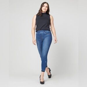 SPANX Distressed Ankle Skinny Jeans, Medium Wash Size XL